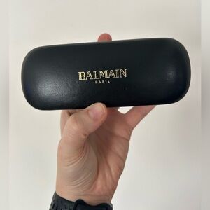 Balmain Black Leather Hardshell Sunglasses Case (Oversized) Authentic